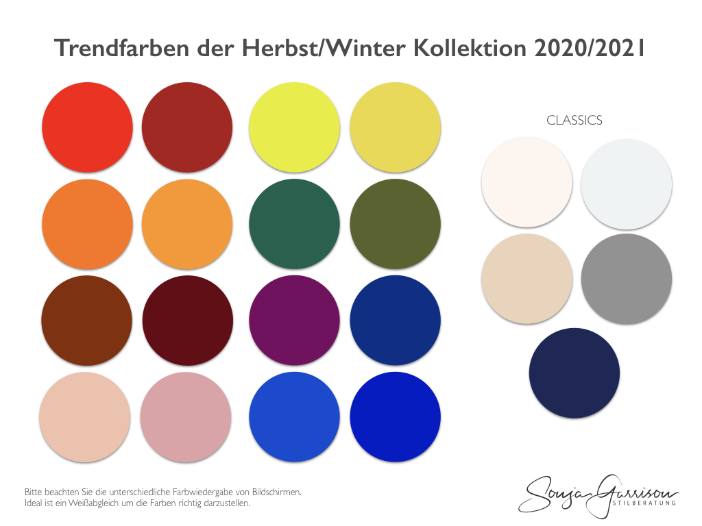 Trendfarben Herbst/Winter 2020/2021 - SG-Stilberatung